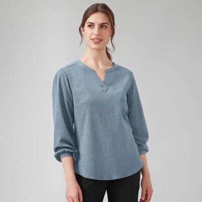 Womens Ruche Long Sleeve Blouse Thumbnail