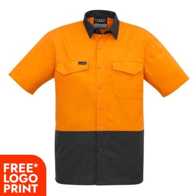 Mens Rugged Cooling Hi Vis Spliced Short Sleeve Shirt Thumbnail
