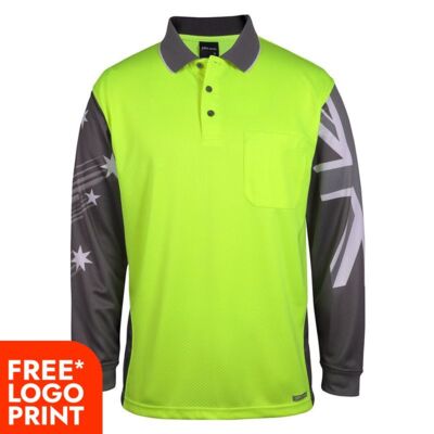 Mens Hi Vis Long Sleeve Southern Cross Polo Thumbnail