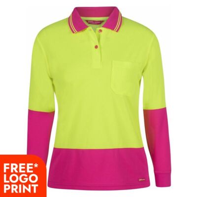 Womens Hi Vis Long Sleeve Comfort Polo Thumbnail