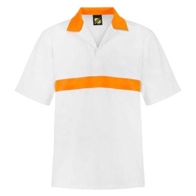 Unisex Food Industry Jac Shirt With Contrast Collar And Chestband - Short Sleeve Thumbnail