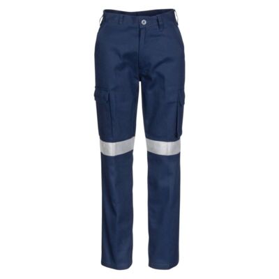 Womens Cotton Drill Cargo Pants with 3M Reflective Tape Thumbnail